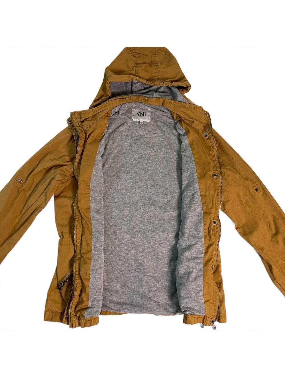 YMI Collection Hooded Utility Jacket Womens XL Brown Cotton Field Cargo Military - Picture 3 of 11